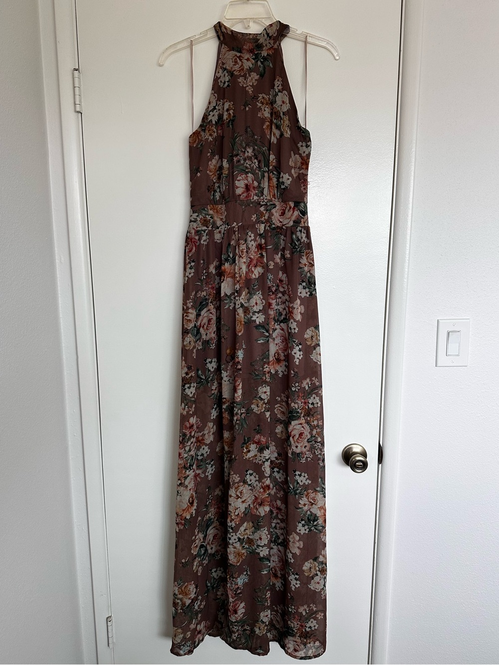 Windsor Brown Floral Halter Maxi Dress